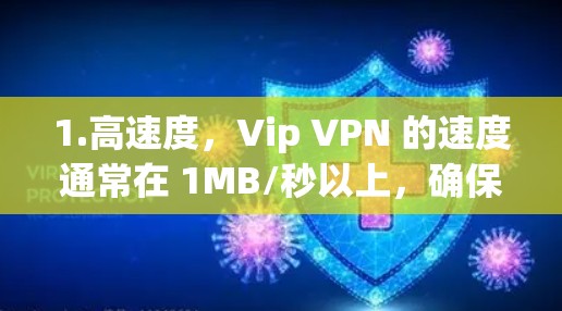 1.高速度,Vip VPN 的速度通常在 1MB/秒以上,确保了用户的网络性能 1.高速度,Vip VPN 的速度通常在 1MB/秒以上,确保了用户的网络性能